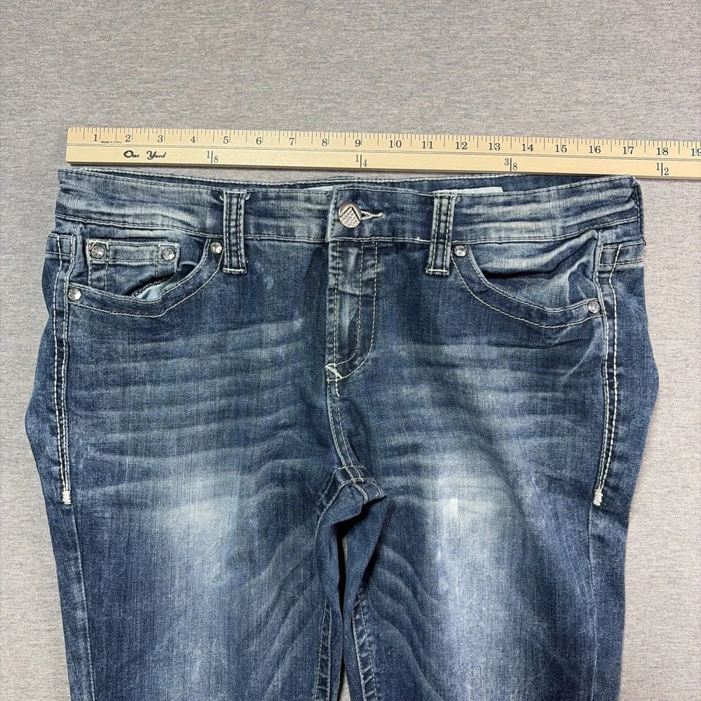 Daytrip‎ Scorpio Skinny Jeans Size 32L Medium Wash Whiskers Stretch actual 34x33